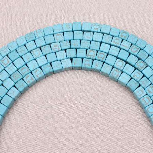 

52pcs/lot 8*8mm square shape blue howlite striated natural stone beads diy jewelry findings accessories for necklace bracelet, Black