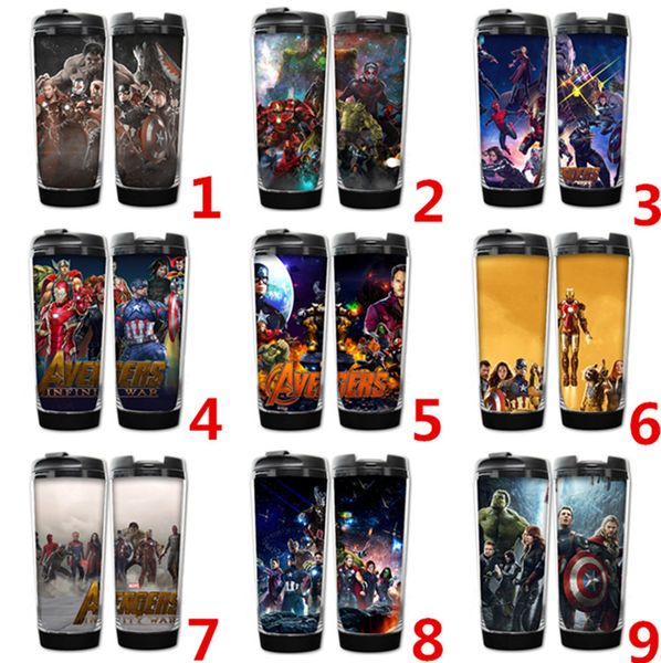 

9 designs marvel avengers infinity war cups double insulated vacuum cups superhero thanos stainless steel kids water bottles mugs t1i567