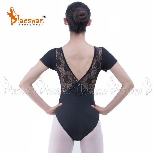 

girls short sleeves lace leotards cotton lycra v back lace ballet leotard ballet uniforms dance wear clothing zpk01, Black;red