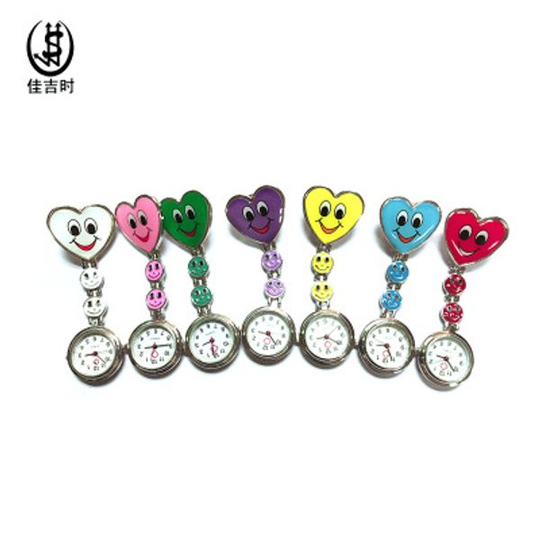 

pocket watch female heart-shaped glue nurse watch, Slivery;brown