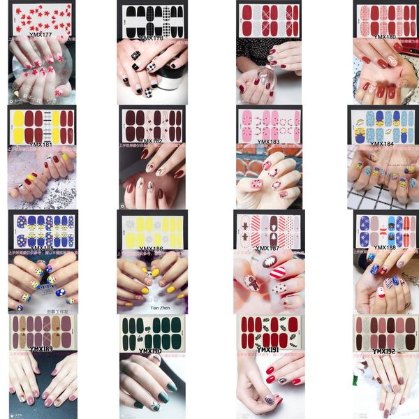 

nail art full-cover sticker sheet 14tips sticker polish ymx177-192, Black