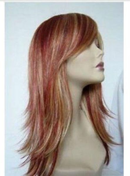 

this year new style long blonde mix red wigs for women hair wig, Black;brown