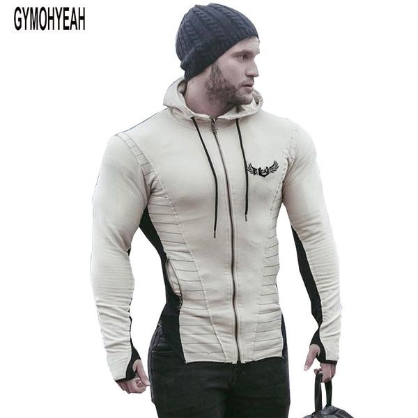 

new gyms body engineers fashion men hoodies line color patchwork men sweatshirt hoodie casual zipper hooded jackets, Black