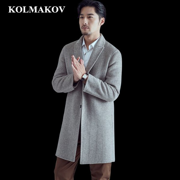 

kolmakov men's clothing new d mens woolen coats double faced wool windbreakers man long luxury overcoats for men 3xl, Black