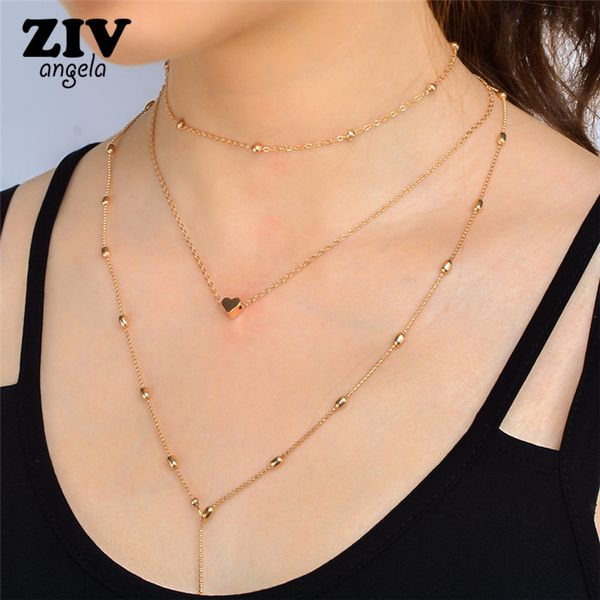 

statement tassel necklace new body chain gold-color heart-shaped long chain multilayer round pendant necklace za69, Silver