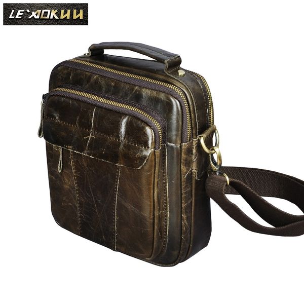 

genuine leather male casual design school shoulder messenger crossbody bag fashion college tote satchel bag for men 149g