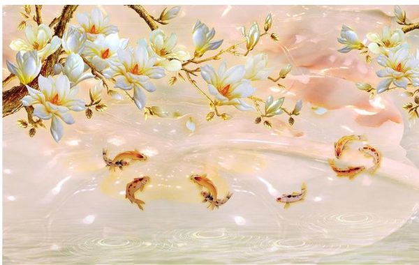 

wall panel wallpaper colorful carved magnolia background wall decorative painting art mural for living room large painting home decor