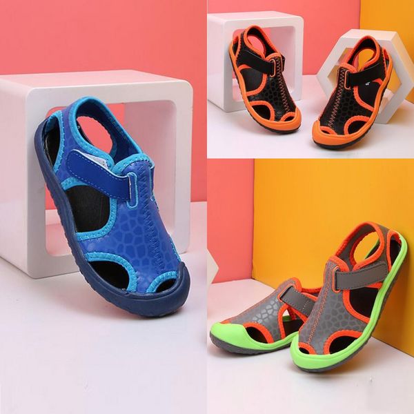 

15.8cm-20.8cm boys sandals designer shoes indoor antiskid sandals girl fashion overlapping thick bottom antiskid children beach student shoe, Black;red