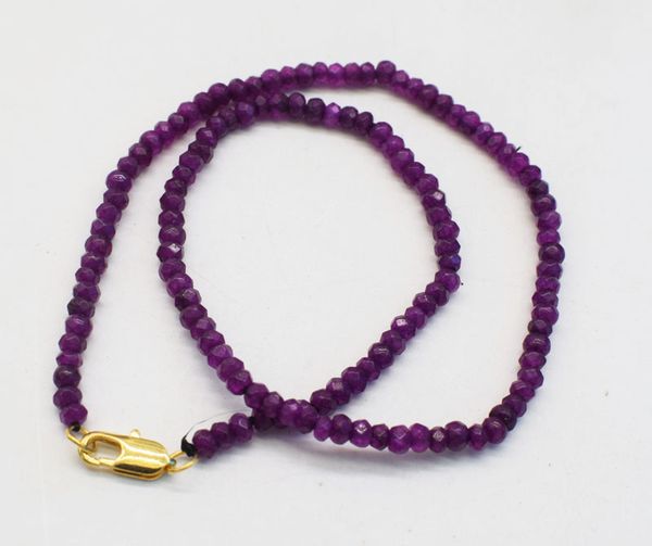 

jade purple roundel faceted necklace 4*2mm 16.5inch chocker fppj wholesale beads nature blue rabinbow, Silver