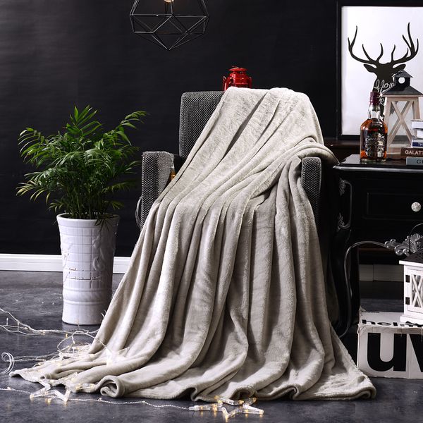 

home textile flannel blanket gray super warm soft blankets throw on sofa/bed/plane travel patchwork solid bedspread