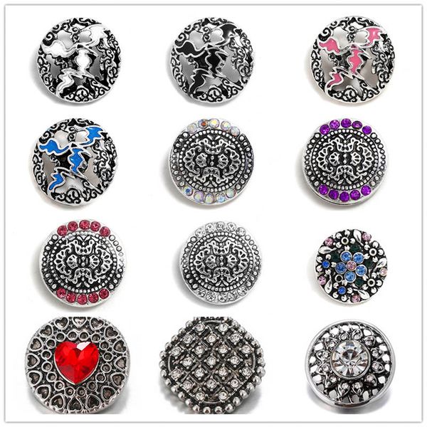 

exquisite inlay rhinestone/gem crystal snap buttons 18mm metal flower decorative button for snap jewelry findings