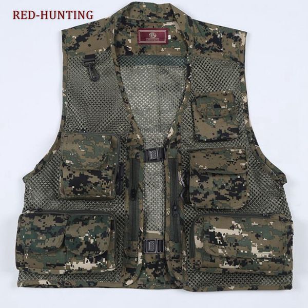 

outdoor quick-dry fishing hunting vest marsway multi pockets mesh vest fishing hunting waistcoat travel pgraphy jackets, Camo