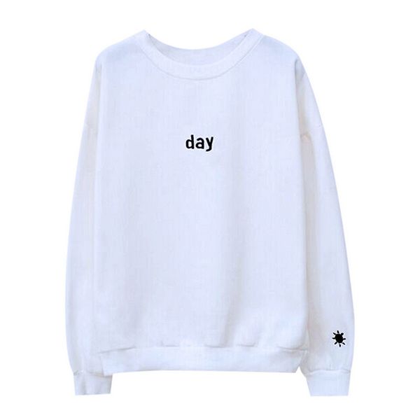 

Sudaderas Pullovers Mujer Harajuku Letters Day &Night Embroidered Sweatshirt Women Long Sleeve Hoodie Loose Women Hoodies Sweatshirts