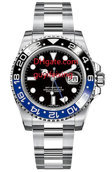 

Высокое качество Luxury Мужские часы GMT Синий черный керамический ободок 40мм 116710LN 1167