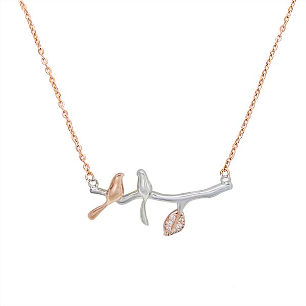 Acheter En Vente Petit Oiseau Brindille Collier Femmes Bijoux De Mode Simple Oiseaux Rose Or Et Argent Birdie Amour Oiseau Bijoux Pendentif Collier De