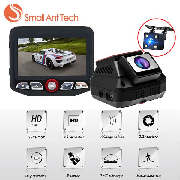 

smallantteach dvr registrar car dvr wifi dual lens dash cam novatek 96658 video recorder full hd 1080p 2.45" hidden mini camera