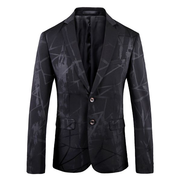 

spring autumn black blazer men slim fit printed suit jacket casual wedding prom suit dress wear 4xl 5xl, White;black