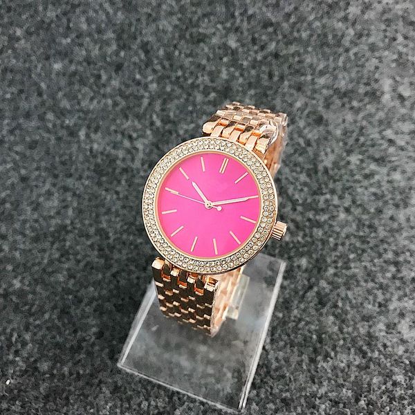 

Fashion M design Brand women's Girl crystal Dial Stainless steel band Quartz wrist Watch M6056-1