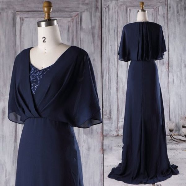 Modisches marineblaues Kleid für die Brautmutter und Bräutigam in Übergröße, echtes Foto mit kurzen Ärmeln, Spitze, Etui-Chiffon, günstiges Hochzeitskleid für Gäste