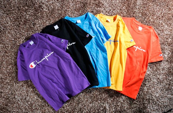 

Новая мода mulit-цвет чемпион курсив логотип печатных с коротким рукавом футболки п