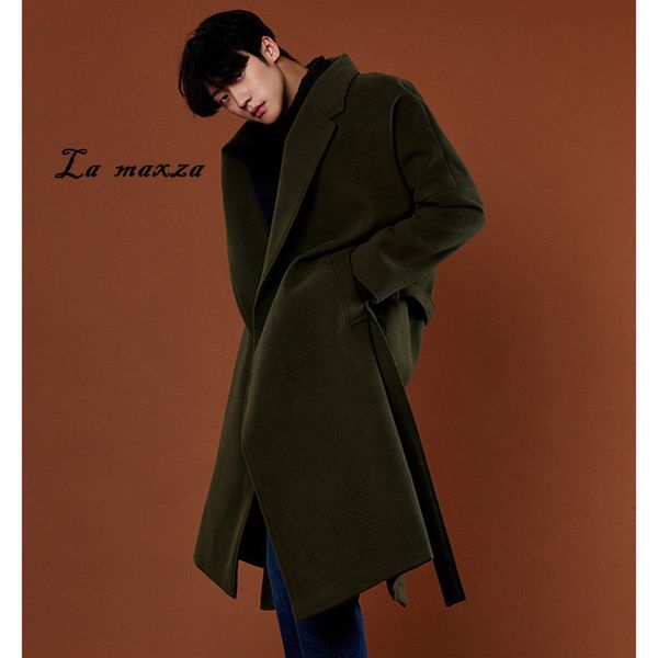 

plus size 2018 korean style loose mens long coats overcoats fashion winter dress coat mens new arrivals, Black