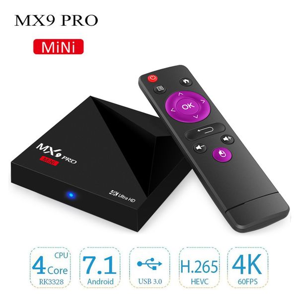 

MX9 про мини Каха-де-TV андроида 7.1 TV коробка четырехъядерный RK3328 2Г /16Г 4K смарт IPTV приставка лучше противоударный про