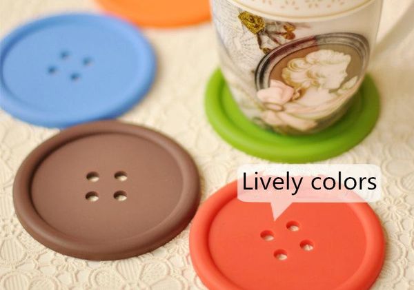 

50pcs candy color round button design cup coaster mat mats pads pad