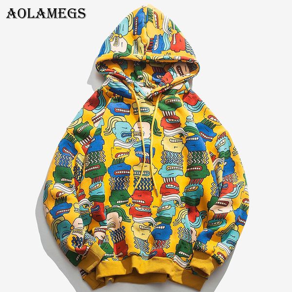 

hop hoodies autumn thick printed hooded cartoon pullover hoodie men fashion street aolamegs men sweatshirt streetwear high hip gxdwo, Black