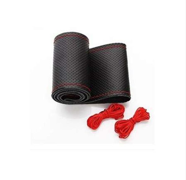 

new universal anti-slip breathablepu leather diy car steering wheel cover case with needles and thread
