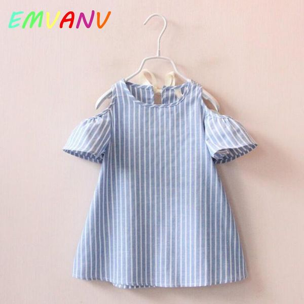 

summer lovely baby girls off shoulder dress blue striped dresses infant vestidos sundress, Red;yellow