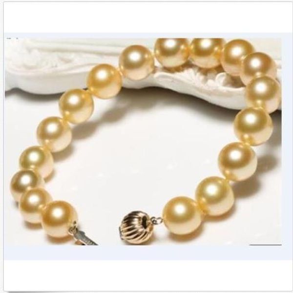 

huge elegant 10-11mm south sea roung gold pearl bracelet 7.5-7inch 925s, Black