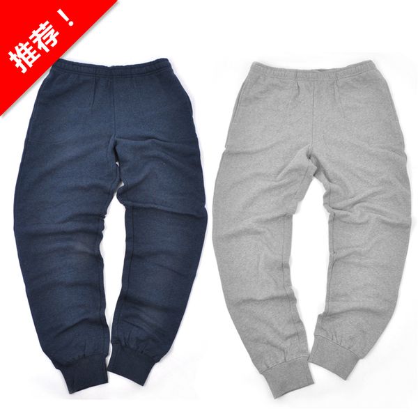 

popular design men fleece thickening casual pants boys full length with pocket drawstring straight trousers ing, Black