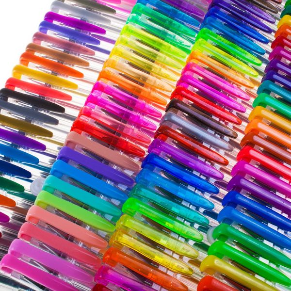 

120 pcs gel pen set refills metallic pastel neon glitter sketch drawing color ballpoint pen school stationery marker kids gifts, Blue;orange