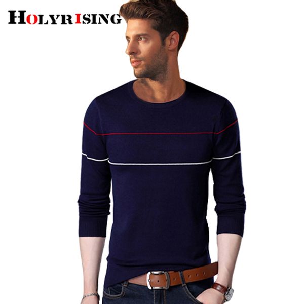 

holyrising pull homme pullover men new casual pullover men autumn round neck striped mens sweaters and pullovers knitted 18604-5, White;black