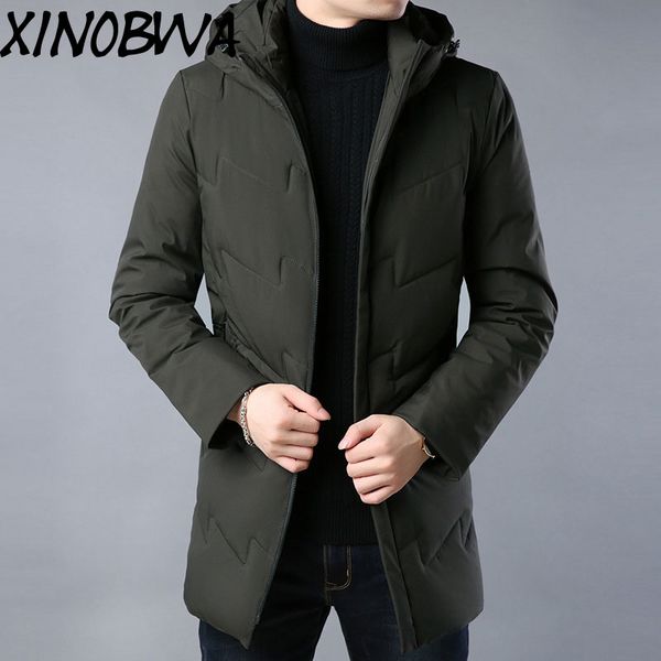 

drohne new men's winter fashion thick warm straight zip jackets parkas with hooded male army green coats ropa para hombre casual, Black