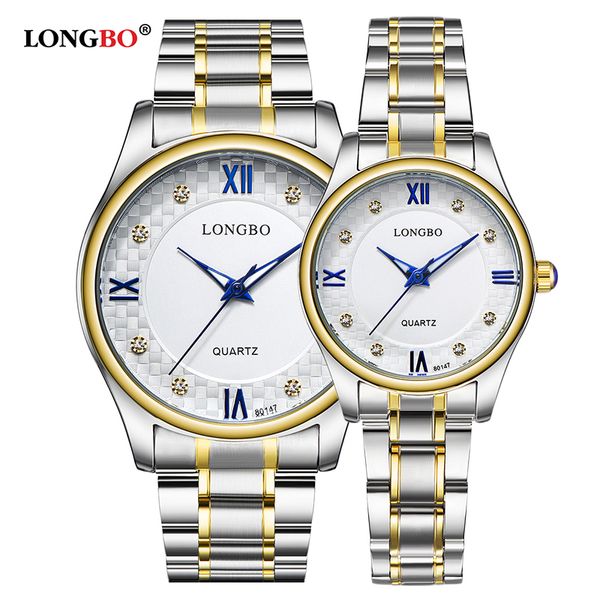 

longbo couple stainless steel watches men women quartz lover's watch ladies quartz wristwatches montre femme homme relogio, Slivery;brown