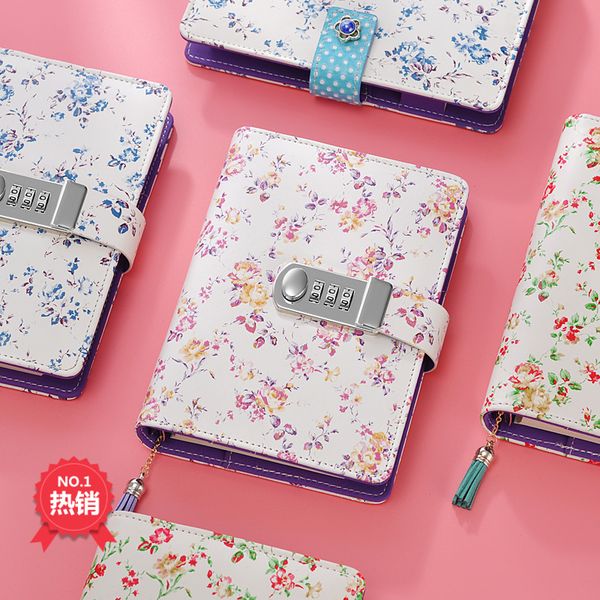 

new spiral stationery notebook paper 100 sheets business personal diary with lock code office & school supplies gift, Purple;pink
