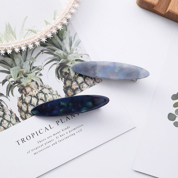 

fashion acrylic oval women hairpins marble duckbill clip barrette simple for girl side clips party headwear hair accessories, Golden;white