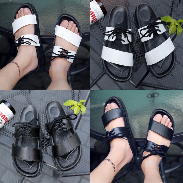 

fashion summer men women flat slippers shoes men platform sandalias shoes ladies white black slipperssandals shoes lace-up flip flops