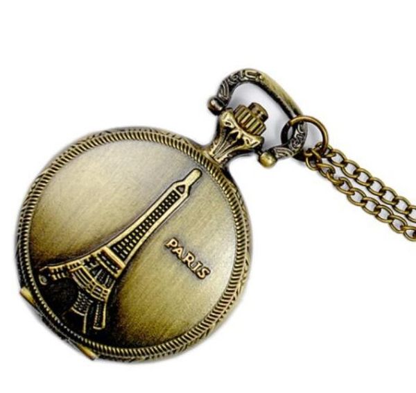 

wholesale 100pcs/lot pendant chain quartz bronze big tower watch case dia 4.5cm pocket watch pw104, Slivery;golden