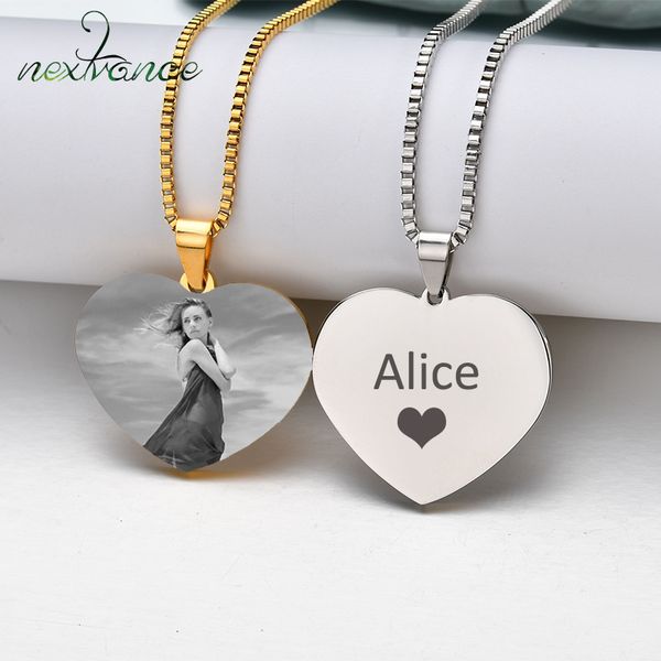 

nextvance engrave p name necklaces personalized engraved pendant stainless steel chain necklace heart jewelry for women, Silver