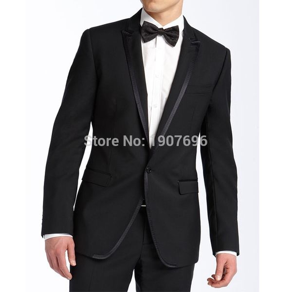 

black wedding groom tuxedo for men suits 2018 two piece jacket pants peaked lapel costume tailor made blazer, White;black
