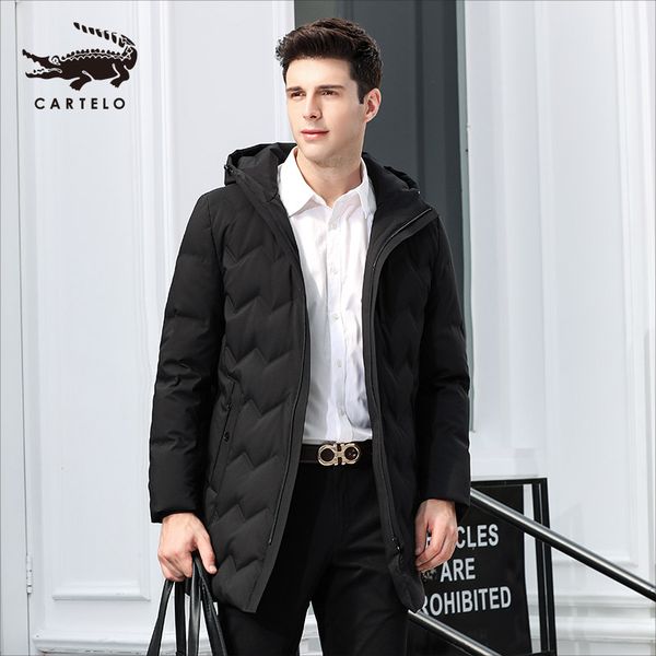 

dzys men's 90% duck down jacket warm down coat hooded for men male, Black
