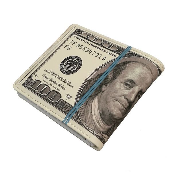

Симпатичные двойные 100 долларов США кошелек новый дизайн новинка забавный подарок мальчик молодой мужчина Мужчины бумажник женщины монета чехол сумка искусственная кожа