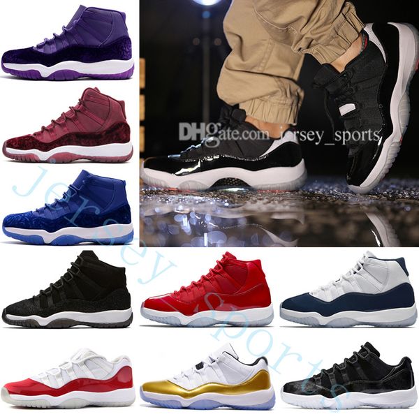 

2018 new men basketball shoes gym red 11 university blue white silver navy gum blue metallic gold velvet heiress space jam 45 bred sneaker