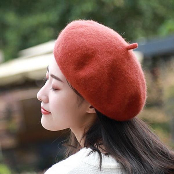 

solid colour women beret children autumn winter three-dimensional thickened pumpkin cap korean version of british artist cap bud cap, Blue;gray