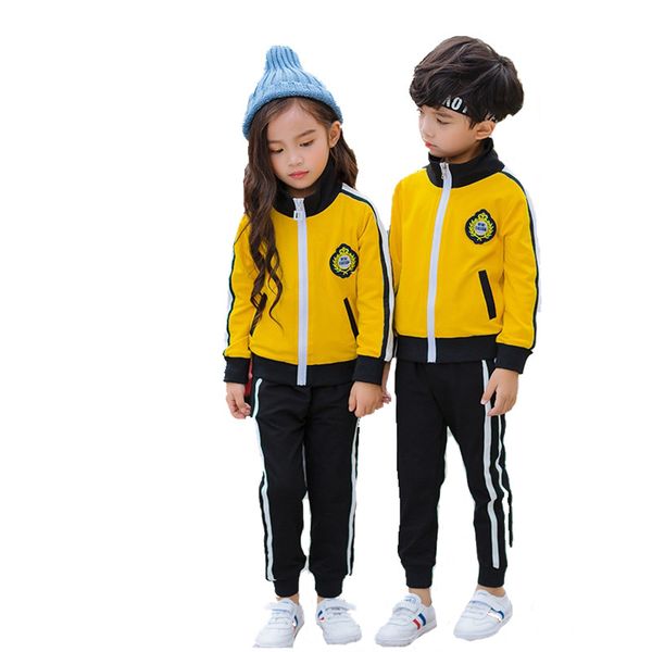 

boys girls sports clothing set school kids running tracking suit children jogging suits comfortable 2 pieces jacket +pants, Blue;gray