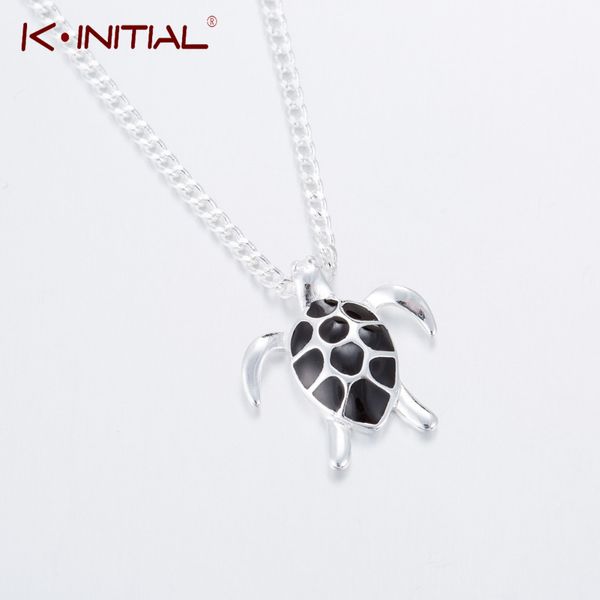 

kinitial cute animal turtle necklaces & pendants black enamel sea tortoise charm necklace for women jewelry anime christmas gift, Golden;silver