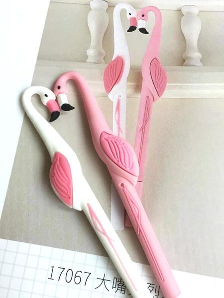 

cute animal gel pen lucky pink flamingo kawaii 0.5mm black ink silicone pens for school stationery promotional gift
