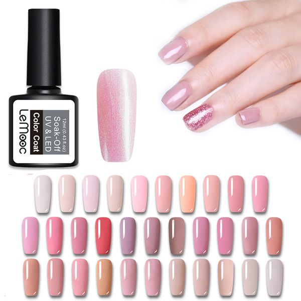 

lemooc 12ml gel nail polish 229 pure colors gray series soak off manicure uv gel varnish diy nail art lacquer, Red;pink
